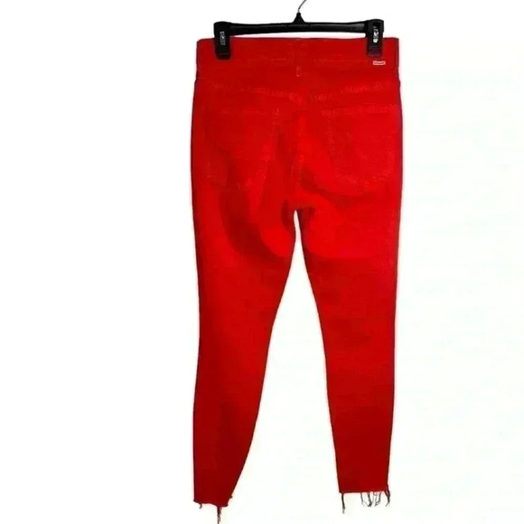 Mother the stunner ankle fray play date denim jeans in tomato red size 28 - Picture 8 of 15